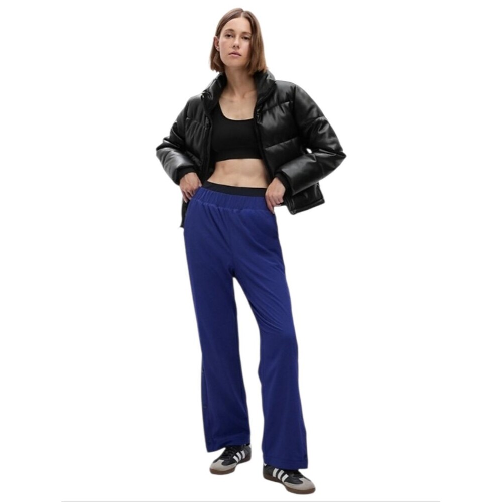 gapfit snap-hem fleece-lined sweatpants blue size M